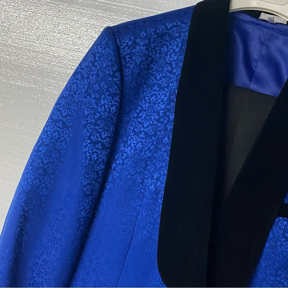 Rossi Man Tuxedo Suit Men 3XL Blue Black RM1483 Slim Fit 3 pcs Wedding Prom NEW